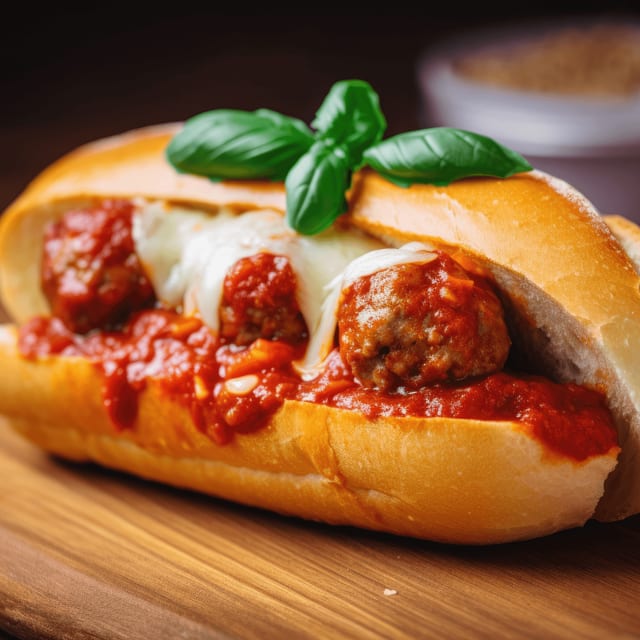 Meatball Parmigiana Sandwich.